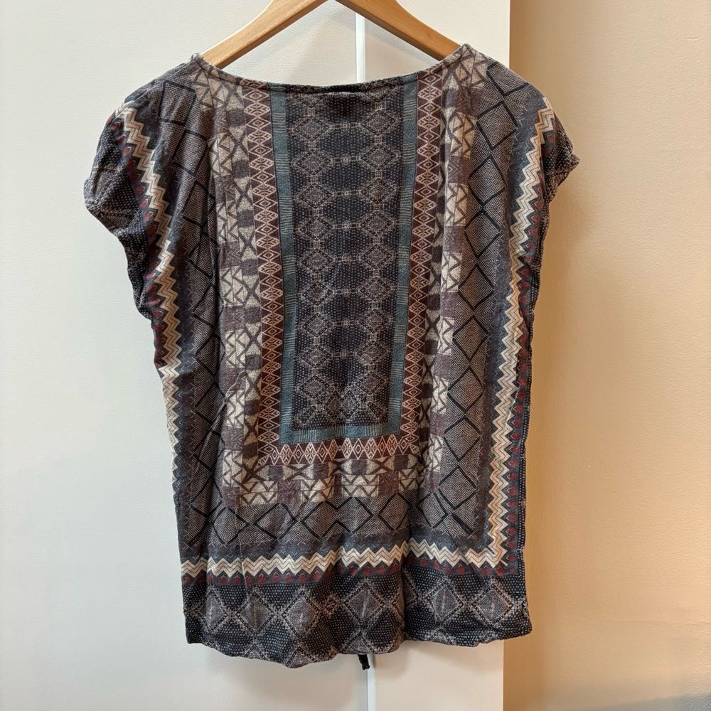 Lucky Brand Boho Print Tie-Front Top – Size M - Picture 3 of 6